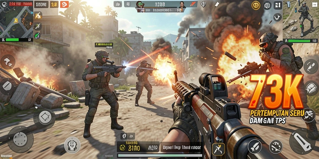 Screenshot dari aksi seru gameplay TPS di 73K.