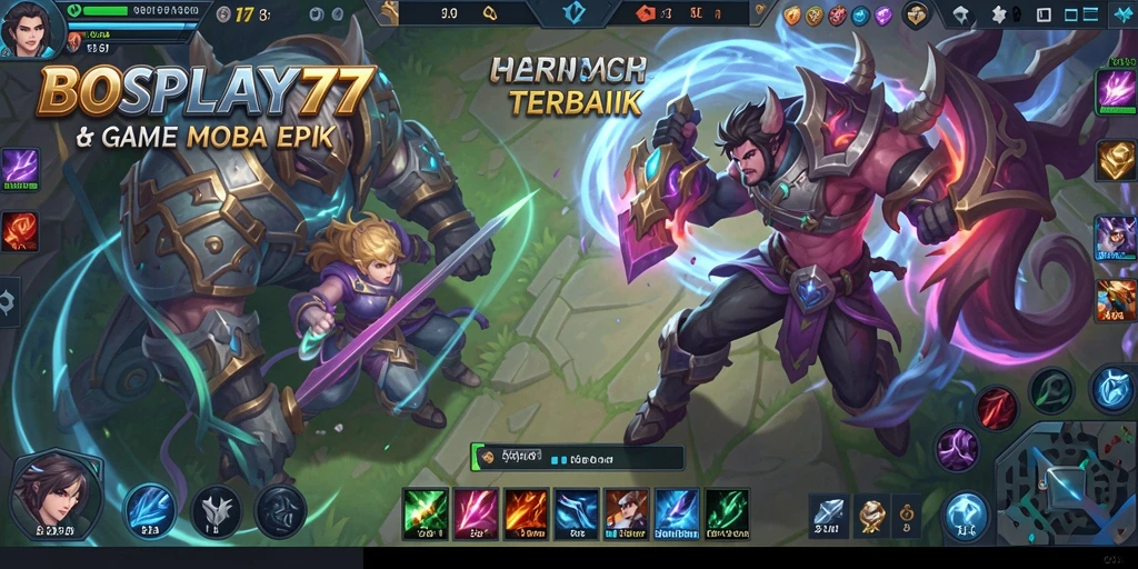Screenshot gameplay BOSPLAY77 menampilkan pertarungan seru antar hero.