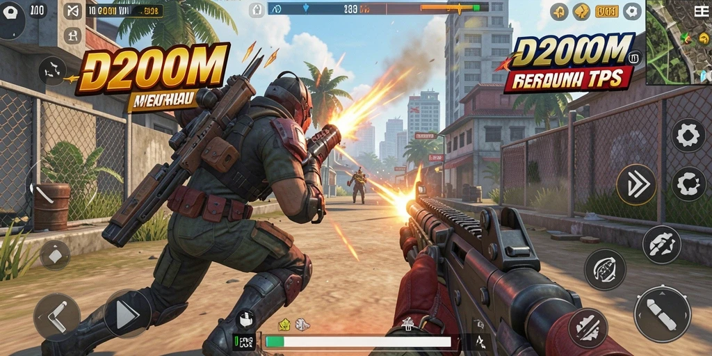 Tangkapan layar menampilkan aksi seru gameplay TPS D200M.