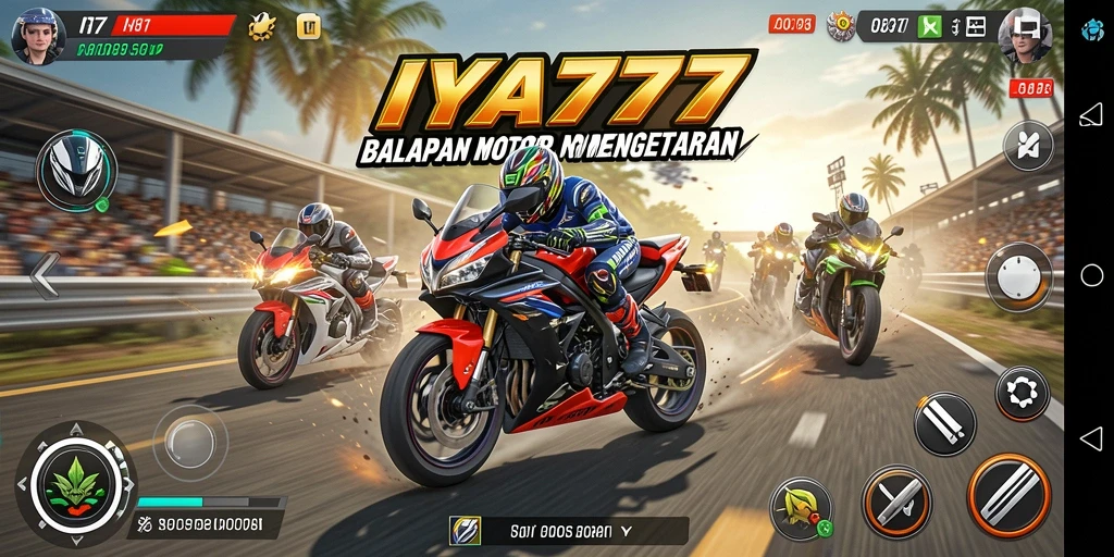 Tampilan gameplay balapan motor yang intens dan penuh aksi.