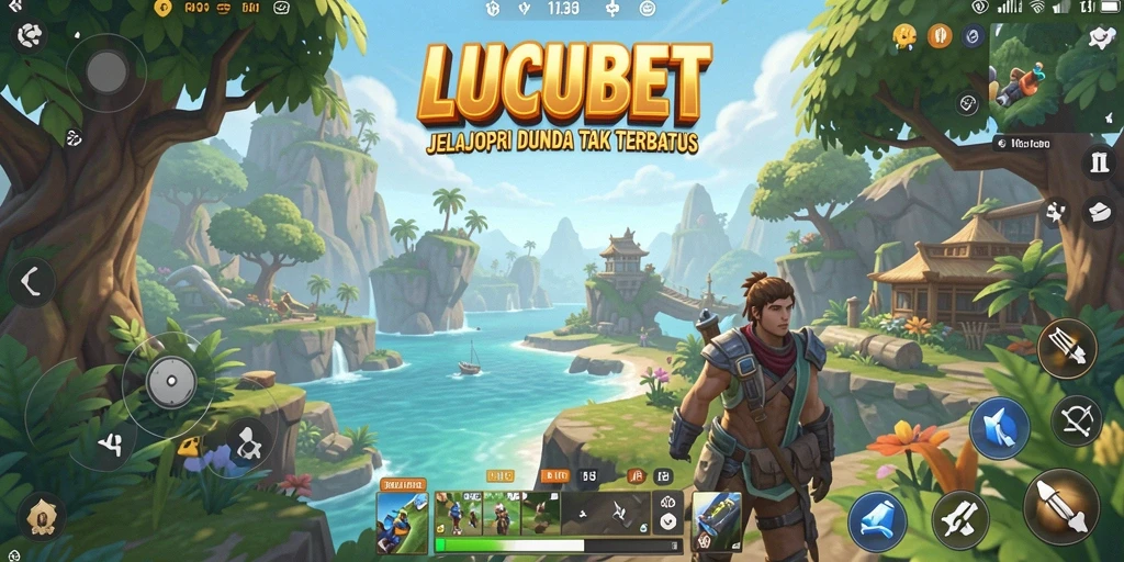 Tangkapan layar gameplay LUCUBET menampilkan eksplorasi dunia yang sangat luas.
