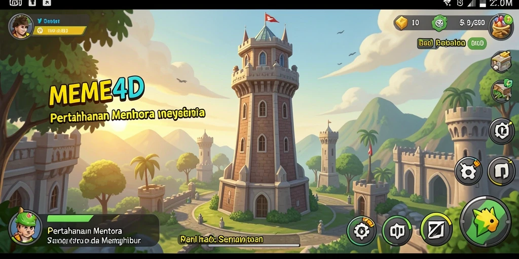 Gameplay seru dalam MEME4D Tower Defense.