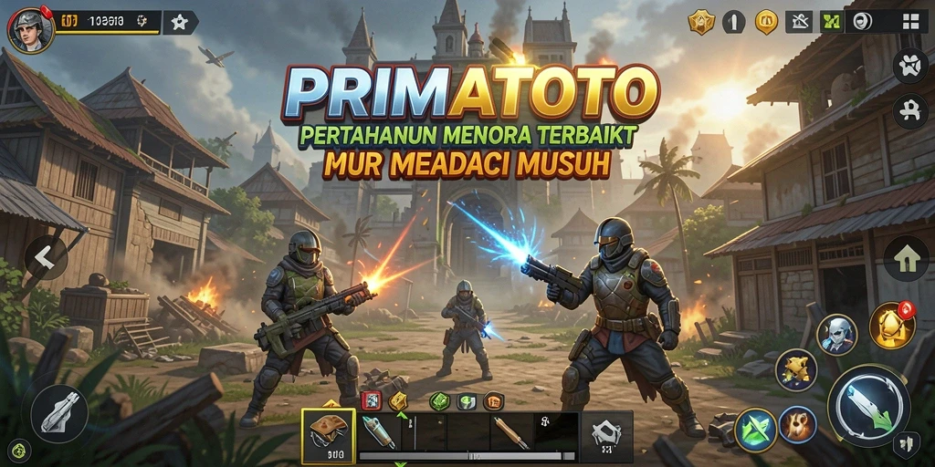 Tampilan seru pertahanan menara dalam PRIMATOTO di gameplay.