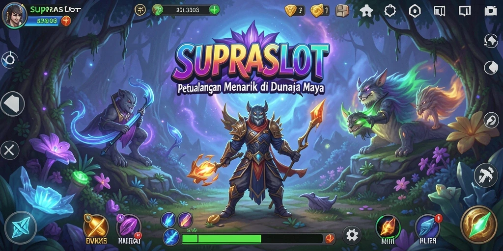 Tangkapan layar yang menunjukkan aksi mendebarkan dalam SUPRASLOT.